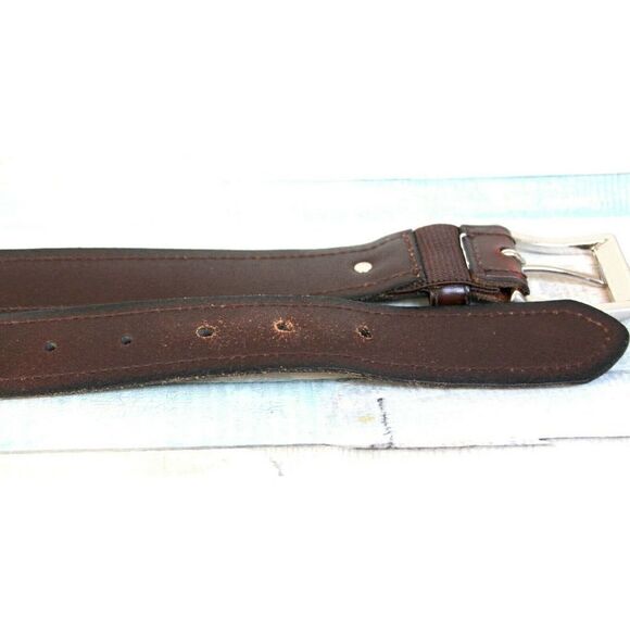 DOCKERS BLACK TRIM BROWN GENUINE LEATHER 1 3/8"W STITCH DRESS MEN'S BELT 38 (G54 - Picture 11 of 11